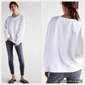 Express One Eleven Asymmetrical Lace Up Sweatshirt